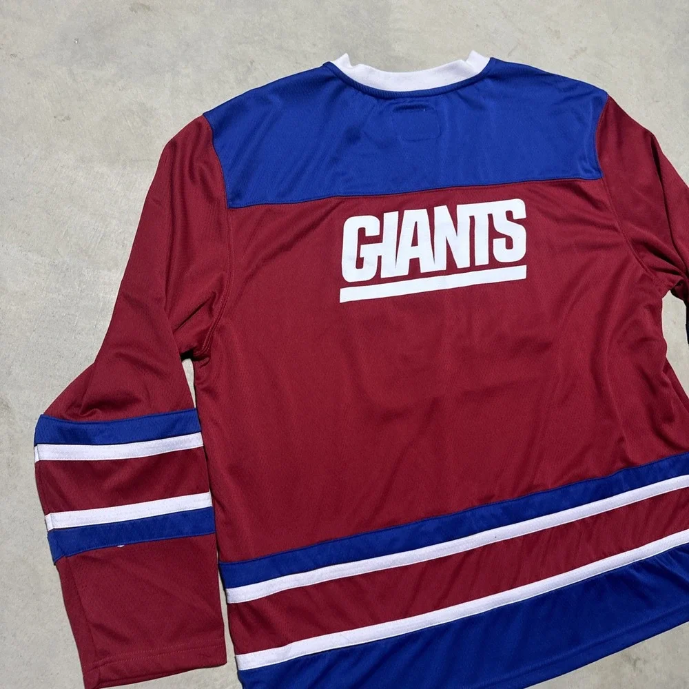 Men's NY Giants NFL Team Apparel Red/ Blue S 2XL Sports Hockey Jersey Football